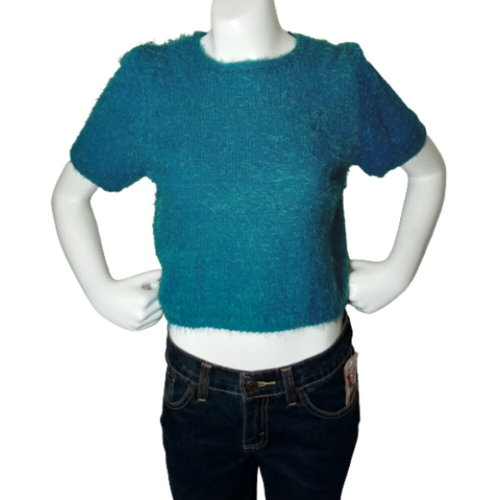 Light Blue Short Sleeve Crop Top